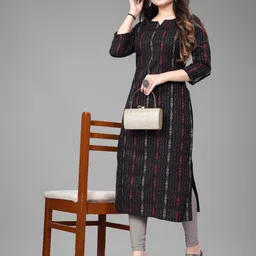 FASHIRE Floral Printed V-Neck Cotton Straight Kurta-picture-21