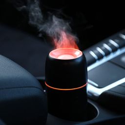 hivagi Touchable Flame Humidifier Ultrasonic Nebulizer - 100ml Desktop Aroma Diffuser for Car and Home with 7-Color LED Lights. (Black) image 2