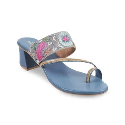 Metro Blue Block Mules-38