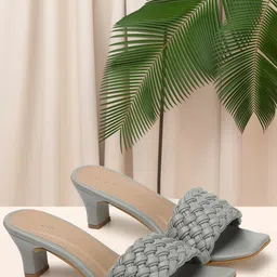 ICONICS Braided Open Toe Block Heels-14