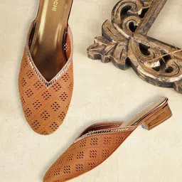 Mochi Tan Block Mules-21