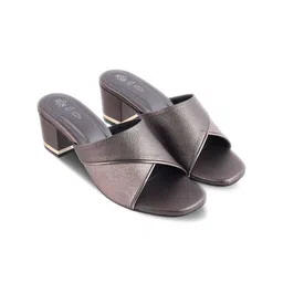 Tresmode Textured Open Toe Block Heels-59