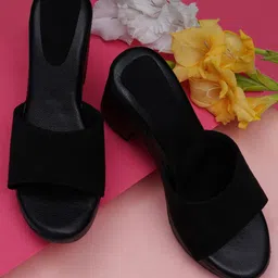 Misto Black Suede Block Mules-image-20