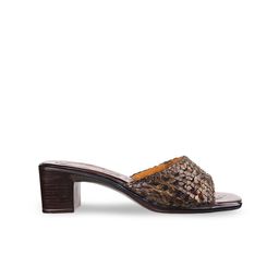 Metro Bronze-Toned Textured Leather Block Heels image 3