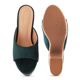 Rubeezz Green Printed Party Block Heels image 5