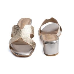 Dapper Feet-Fancy Nancy Textured H Strap Block Heels image 2
