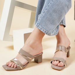Mast & Harbour Beige Open Toe Block Heels-41