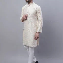 SOJANYA Embroidered Mandarin Collar Kurta with Pyjamas & Nahru Jacket image 4