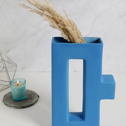 Bonhomie Blue Minimalistic Ceramic Vase-image-47