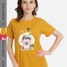 CHOZI Pack Of 2 Printed Regular Fit Cotton Casual T-shirt-image-66