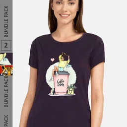 CHOZI Pack Of 2 Printed Regular Fit Cotton Casual T-shirt-image-36