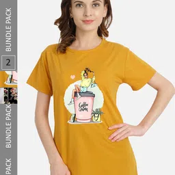 CHOZI Pack Of 2 Printed Regular Fit Cotton Casual T-shirt-image-71