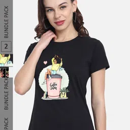 CHOZI Pack Of 2 Printed Regular Fit Cotton Casual T-shirt-image-79