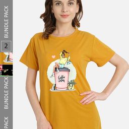 CHOZI Pack of 2 Graphic Printed Cotton T-shirt-picture-23