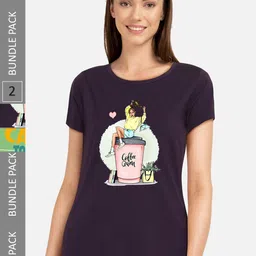 CHOZI Pack Of 2 Printed Cotton Casual T-shirts-picture-45