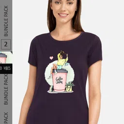CHOZI Pack Of 2 Printed Regular Fit Cotton Casual T-shirt-image-76