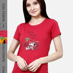 CHOZI Pack Of 2 Printed Regular Fit Cotton Casual T-shirt-image-68