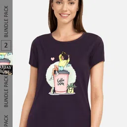 CHOZI Pack Of 2 Printed Regular Fit Cotton Casual T-shirt-image-67
