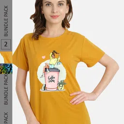 CHOZI Pack Of 2 Printed Regular Fit Cotton Casual T-shirt-image-75