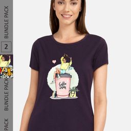 CHOZI Pack Of 2 Printed Regular Fit Cotton Casual T-shirt-image-105