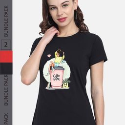 CHOZI Pack Of 2 Printed Round Neck Cotton Regular T-shirts-picture-30