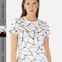 CHOZI Pack Of 2 Printed Regular Fit Cotton Casual T-shirt-image-103