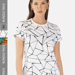 CHOZI Pack of 2 Printed Cotton Knitted T-shirt-image-77