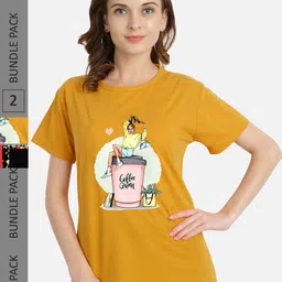 CHOZI Pack Of 2 Printed Regular Fit Cotton Casual T-shirt-image-64