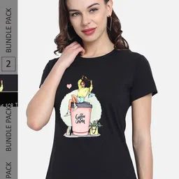 CHOZI Pack Of 2 Printed Regular Fit Cotton Casual T-shirt-image-63