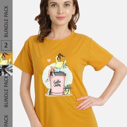 CHOZI Pack Of 2 Printed Regular Fit Cotton Casual T-shirt-image-104