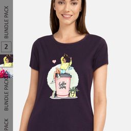 CHOZI Pack Of 2 Printed Regular Fit Cotton Casual T-shirt-image-77