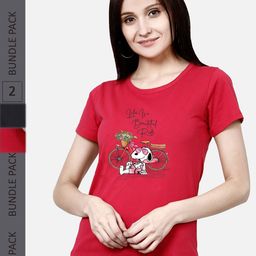 CHOZI Pack Of 2 Printed Round Neck Cotton Regular T-shirts-picture-32