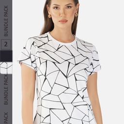 CHOZI Women White & magnolia 2 Printed Pockets T-shirt-image-67