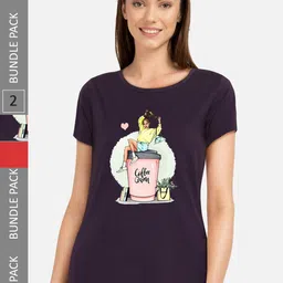 CHOZI Pack Of 2 Printed Regular Fit Cotton Casual T-shirt-image-111