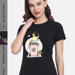 CHOZI Pack Of 2 Printed Regular Fit Cotton Casual T-shirt-image-61
