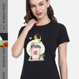 CHOZI Pack Of 2 Printed Regular Fit Cotton Casual T-shirt-image-67