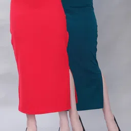 Selvia Pack Of 2 Side Slit Microfibre Saree Shapewear-image-53