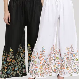 Clora Creation Women Pack of 2 Floral Printed Knitted Ethnic Palazzos-image-84