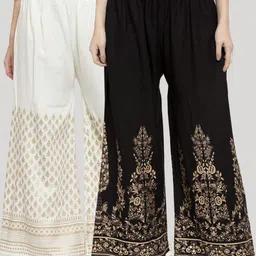 Clora Creation Women Pack of 2 Floral Printed Knitted Ethnic Palazzos-image-93