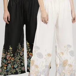 Clora Creation Women Pack of 2 Floral Printed Knitted Ethnic Palazzos-image-89