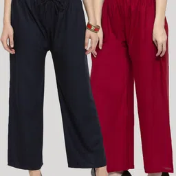 Clora Creation Women Black & Maroon Pack Of 2 Solid Palazzos-image-25