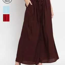 Clora Creation Women Set of 3 Flared Ethnic Palazzos-image-93