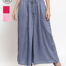Clora Creation Women Set of 3 Woven Palazzos-image-91