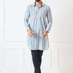 See Designs Ethnic Motifs Printed Roll-Up Sleeves Pure Cotton Kurta With Salwar-image-79