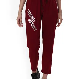 Fashionable Women Typography Printed Mid-Rise Cotton Regular Track Pants-picture-16