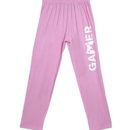 SWEET ANGEL Boys Pink & White Printed Pure Cotton Straight-Fit Track Pants-picture-9