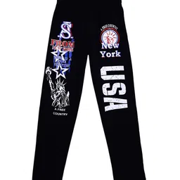 SWEET ANGEL Boys Black & White Printed Pure Cotton Straight-Fit Track Pants-image-103
