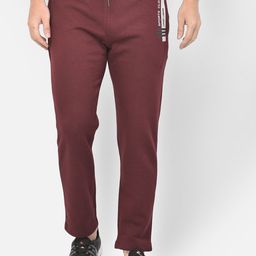 Canary London Men Maroon & White Solid Pure Cotton Straight-Fit Track Pants-image-98
