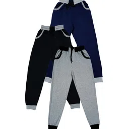 IndiWeaves Boys Pack Of 3 Mid-Rise Pure Cotton Joggers-image-71