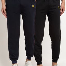 VIMAL JONNEY Men Pack Of 2 Black Solid Regular-Fit Joggers-image-50
